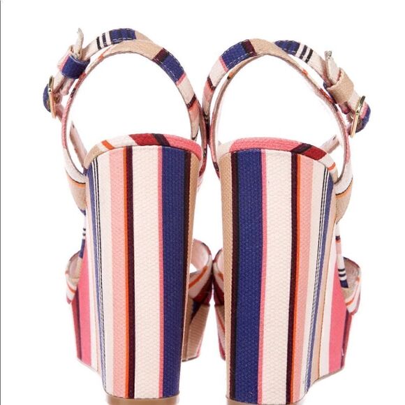NWOT Adorable kate spade new york Striped Wedge Sandals - Picture 4 of 5